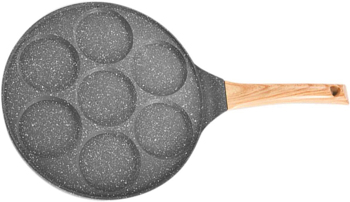 1Pc Versatile Non Stick Seven Hole Frying Pan for Cooking Omelettes Easy to Clean Uniform Heating for Breakfast and Family Meals Outdoor Use