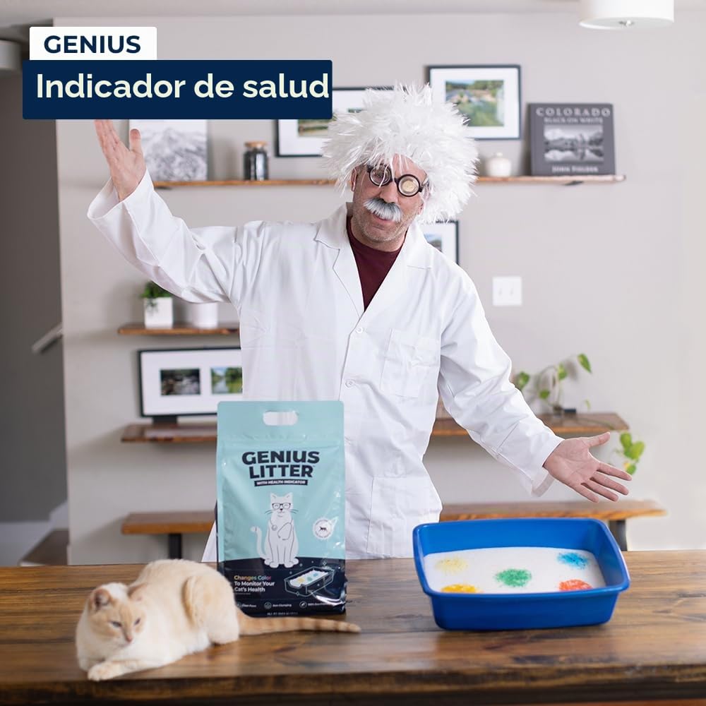 Alpha Paw - Arena para Gatos Genius con indicador de Salud de 5 Colores, Cristales de Gel de sílice Ligeros no aglutinantes (6 Libras)