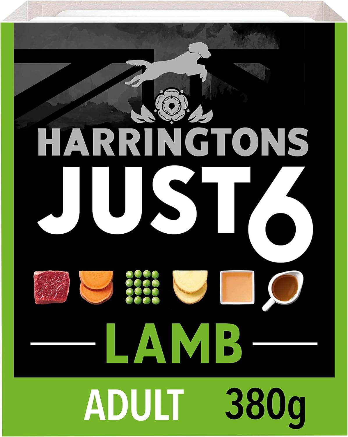 Harringtons Just 6 Complete Grain Free Wet Adult Dog Food Lamb 380g (Pack of 8) - In A Tasty Gravy