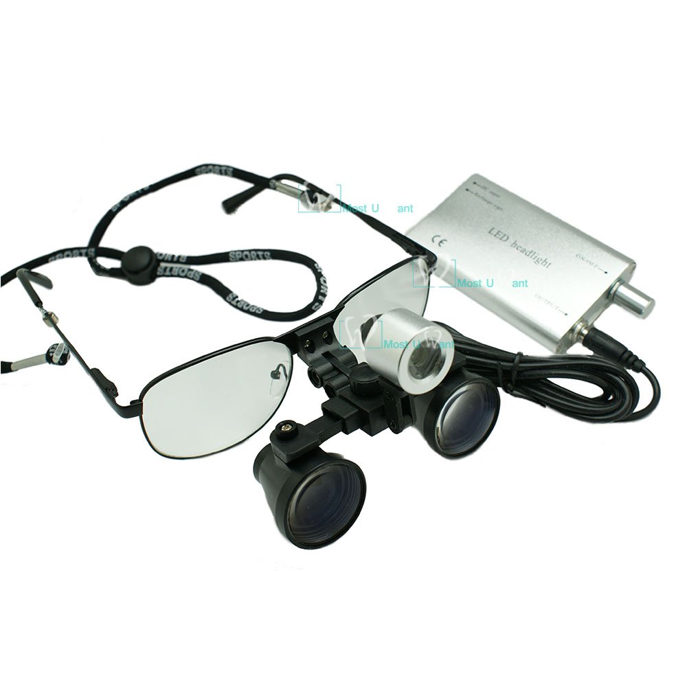Dental Lab Surgical Medical Binocular Eye Loupe Glass 3.5X Amplification with Led Headlight