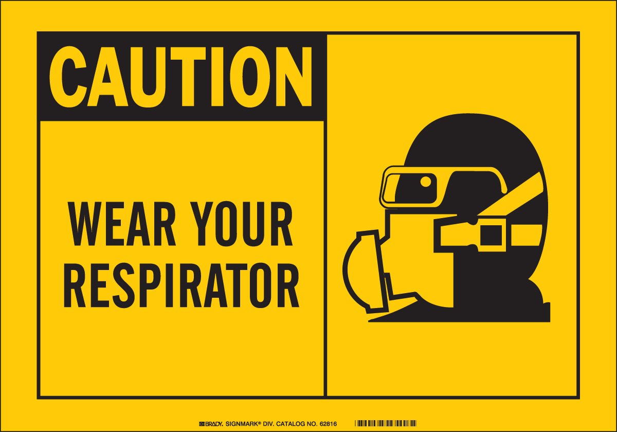 Panneau Brady Wear Your Respirator 46480 contre risques inhalations