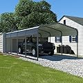 VEIKOU 12' x 20' Carport, Upgraded Metal Carport with Heavy Duty Galvanized Steel Roof, Extra Large Car Port for Cars, Car Shelter & Shade