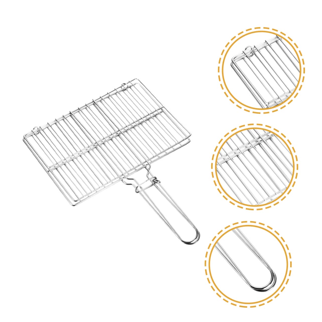 Holibanna Stainless Steel Fish Grill Basket with Handle Durable Grilling Rack for Fish Shrimp and Vegetables for Outdoor Camping and Home Grilling