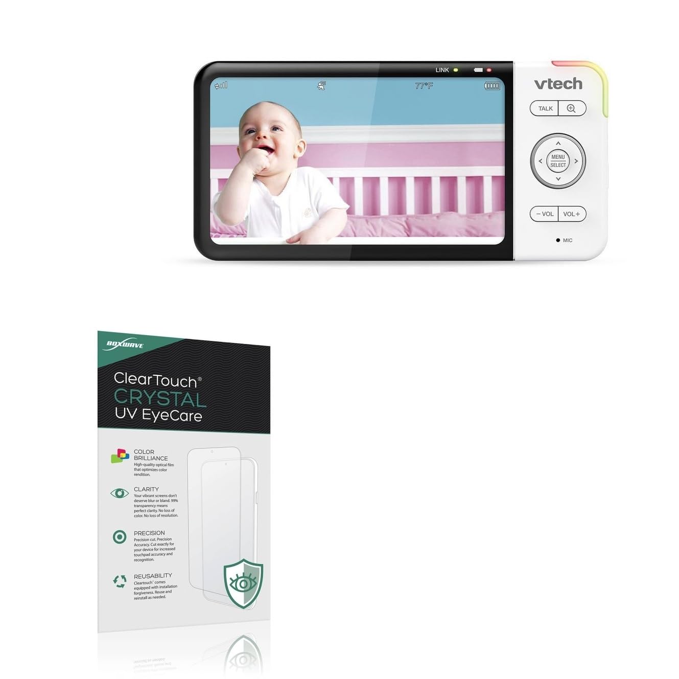 BoxWave Screen Protector Compatible With VTech RM5764HD - ClearTouch Crystal Anti-UV EyeCare (2-Pack), Filters out Harmful Blue Light Reduce Fatigue