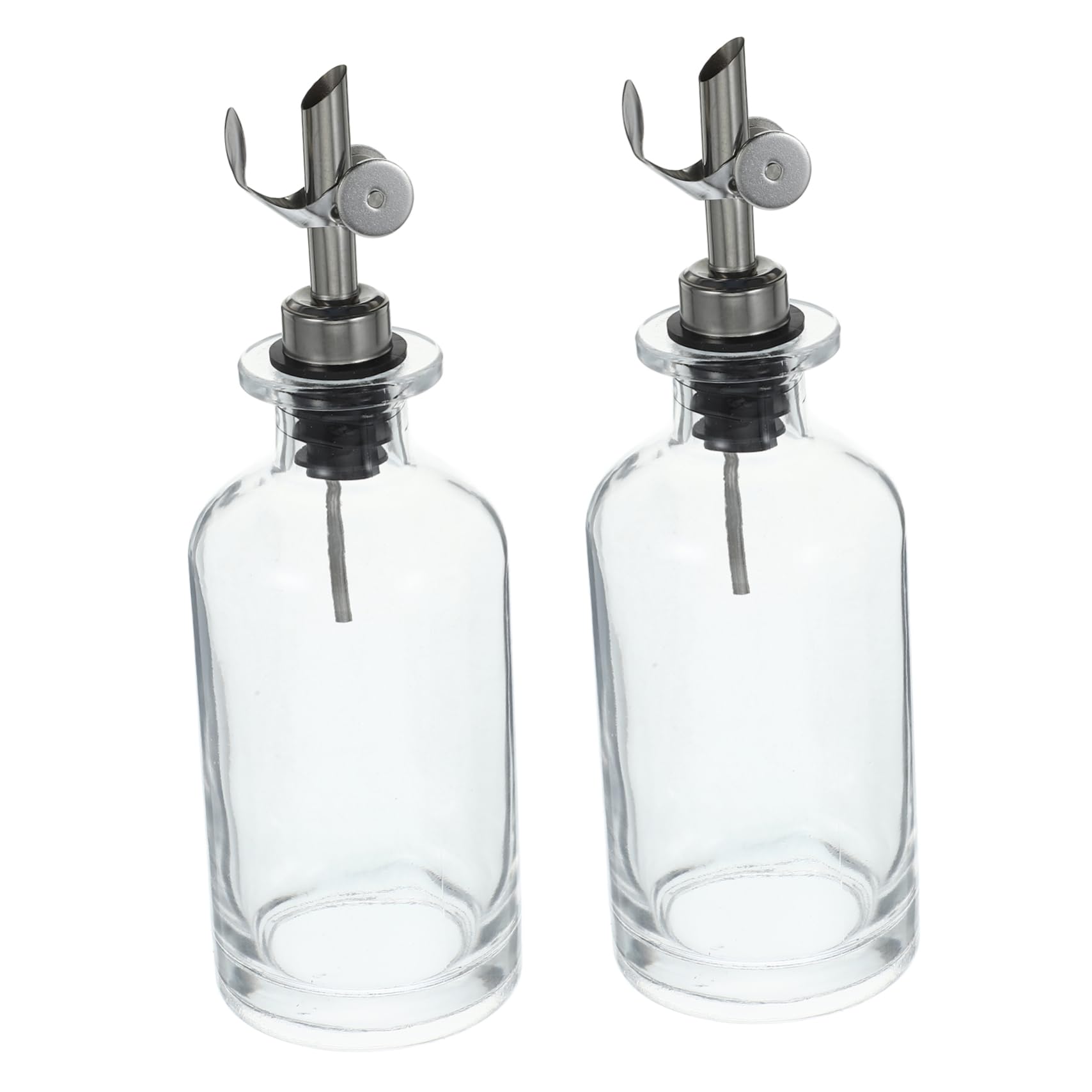IMIKEYA Set 2pezzi Dispenser per Olio e Aceto in Vetro e Acciaio Inossidabile 350ml Chiusura Automatica, Versatile e Pratico per Cucina