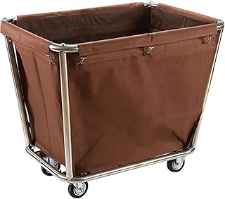 Roulant Panier à linge avec roues, blanchisserie Hard Heavy Duty 91×64×78cm, carteur de buanderie robuste pour la buanderie Organisation et stockage (Couleur : Marron)