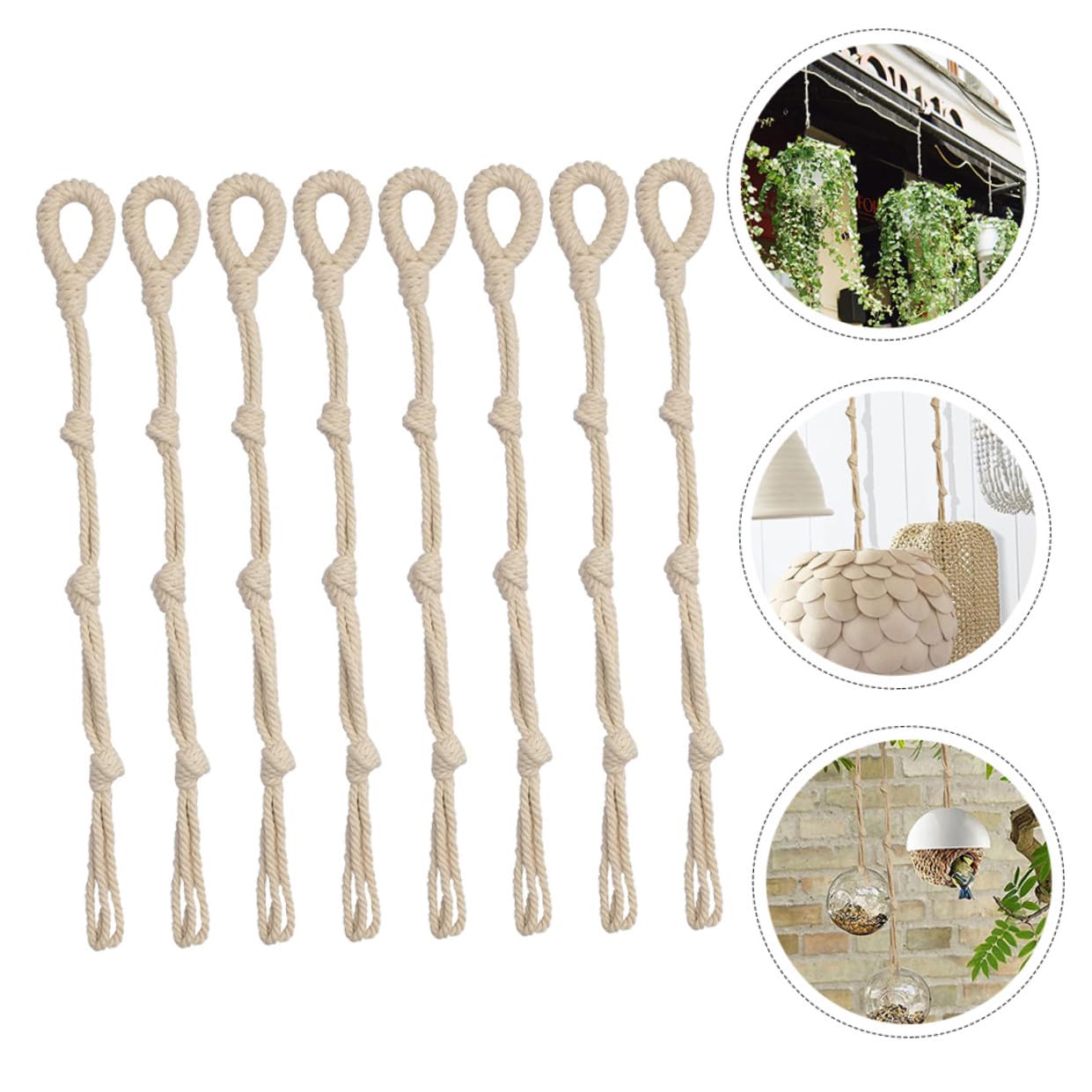 3 Ensembles Rallonge De Crochet Pour Plante Cintre Jardinière Suspendue D'extérieur Corde À Suspendre Pour Pot De Fleurs Corde Suspendue Pour Pot De Fleurs Coton Beige 8 Pièces * 3