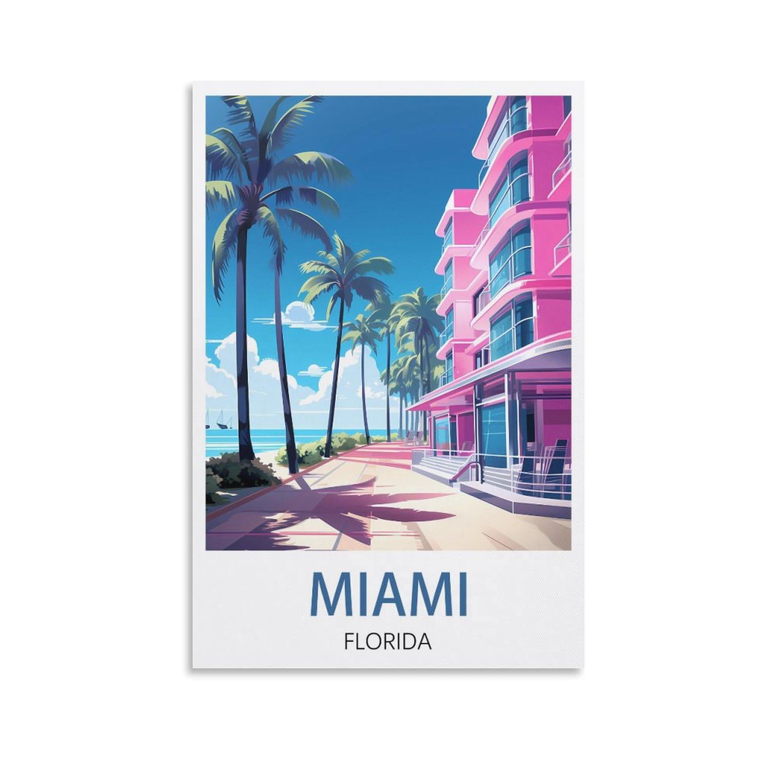 Luani Unframe-Style Miami Florida Vintage Travel Poster 08X12inch(20X30cm) Canvas Art Poster And Wall Art Picture Print Modern Family Bedroom Decor Posters
