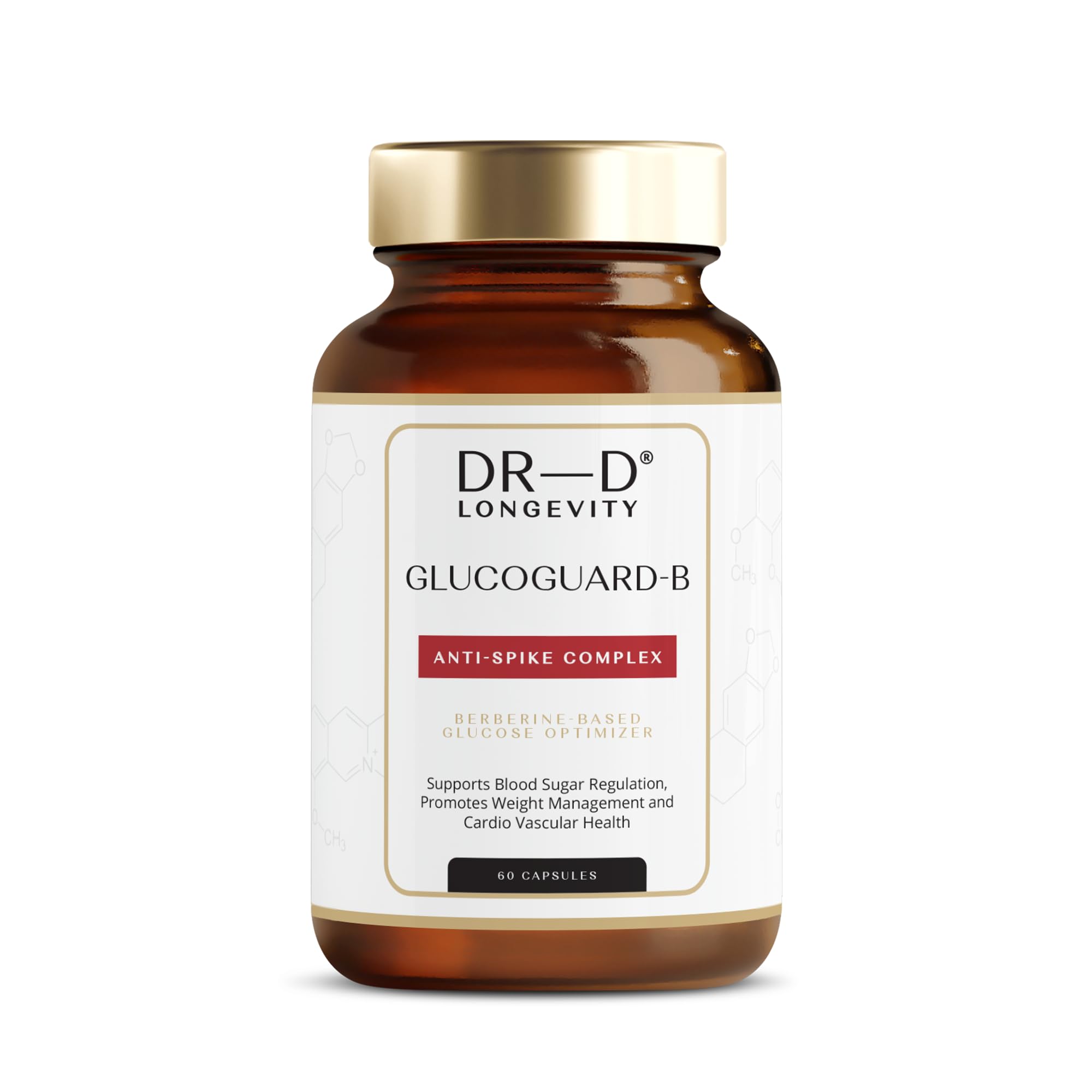GLUCOGUARD-B von DR-D Longevity - Glukose-Optimierer auf Berberin-HCL-Basis, Hochdosiert, 60 Vegane Kapseln - 30 Tagesdosen