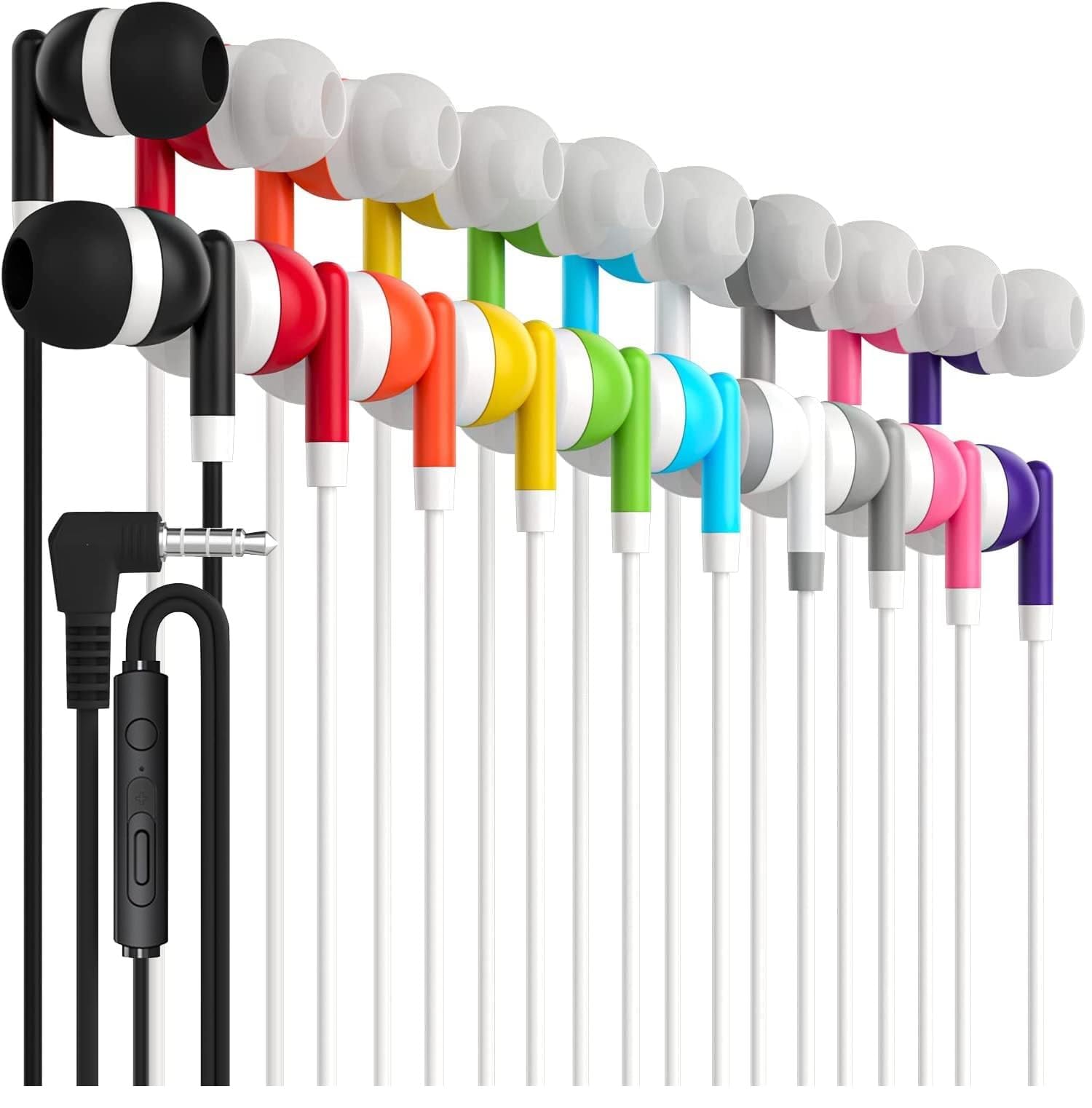 white noise-isolating earbuds with microphone volume control
