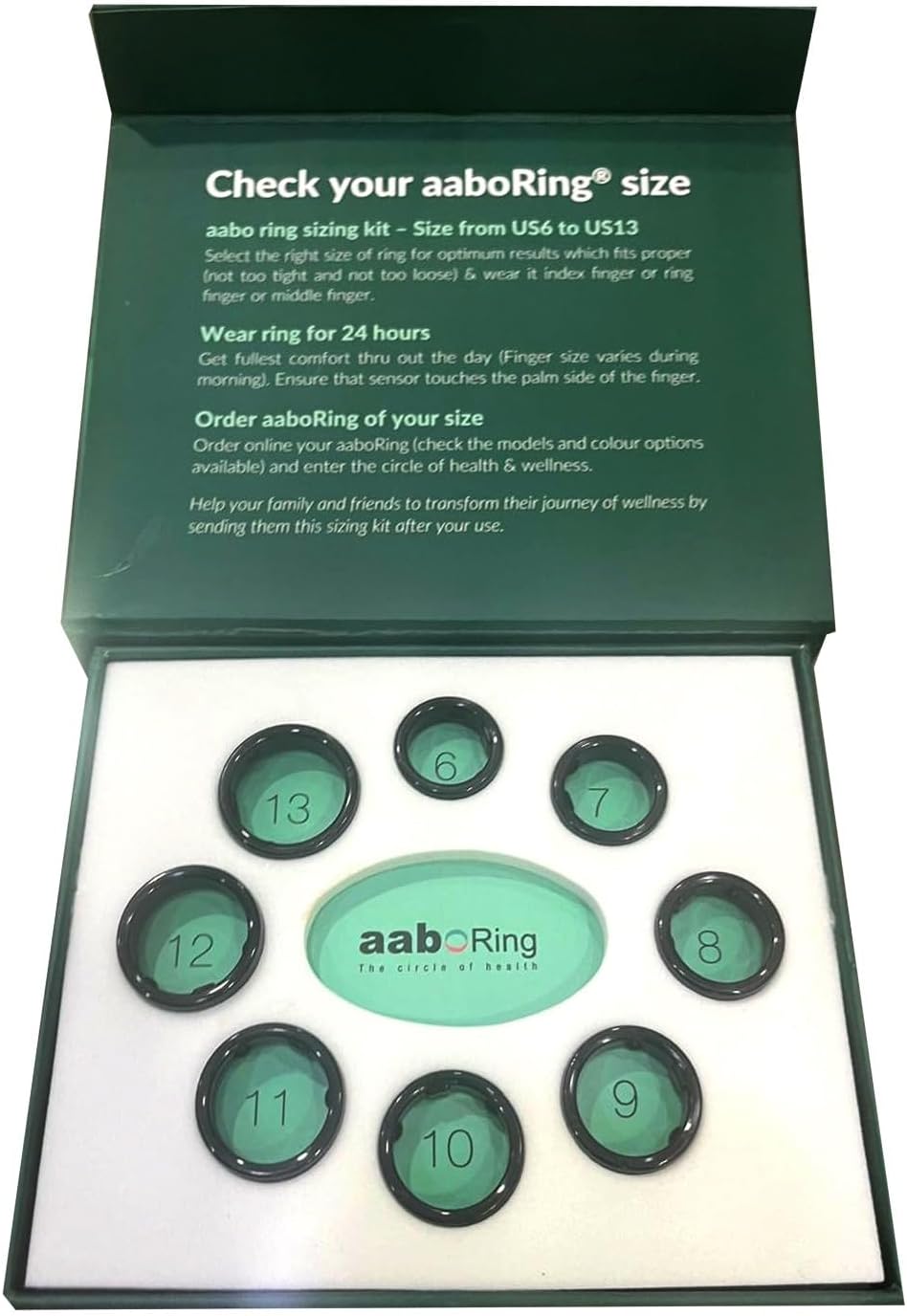 aabo Ring Sizing Kit for Finger - Try Before You Buy - Accurate Finger Fit for Adults - Choose from Sizes US 6 to US 13 - Wear-Test Fit for Comfort & Performance