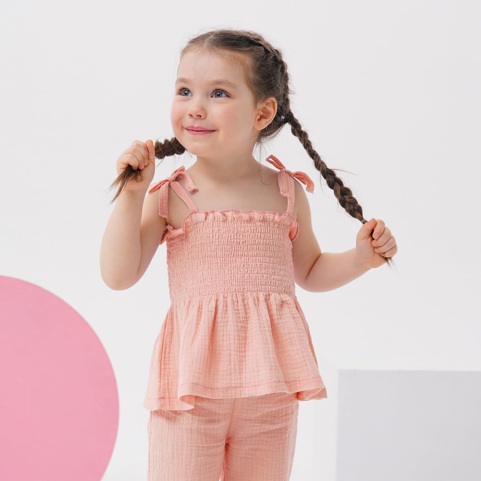 Miipat Bebés Niña Conjuntos de Ropa Traje de Ropa Verano para Bebés Recién Nacido Blusa de Tirantes Tops y Pantalones 2 Piezas con Trajes de Bebé 6 Meses - 3 Años
