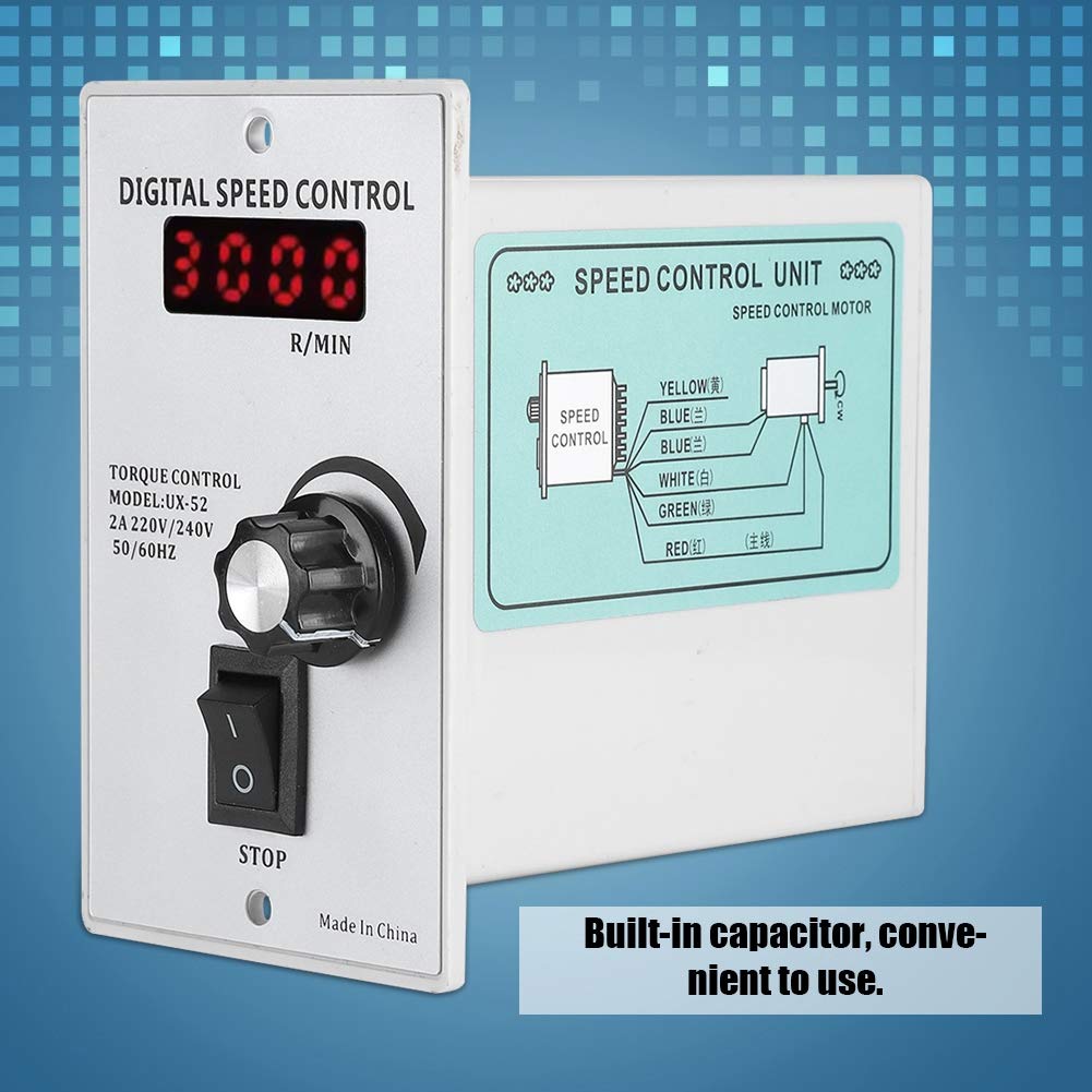 Digitaler Einstellbarer Stufenloser Drehzahlregler UX-52 50Hz 15-400W 0-1450 U/min(400W) Mit Geschwindigkeitsregler Für Werkzeugmaschinen Elektrowerkzeuge