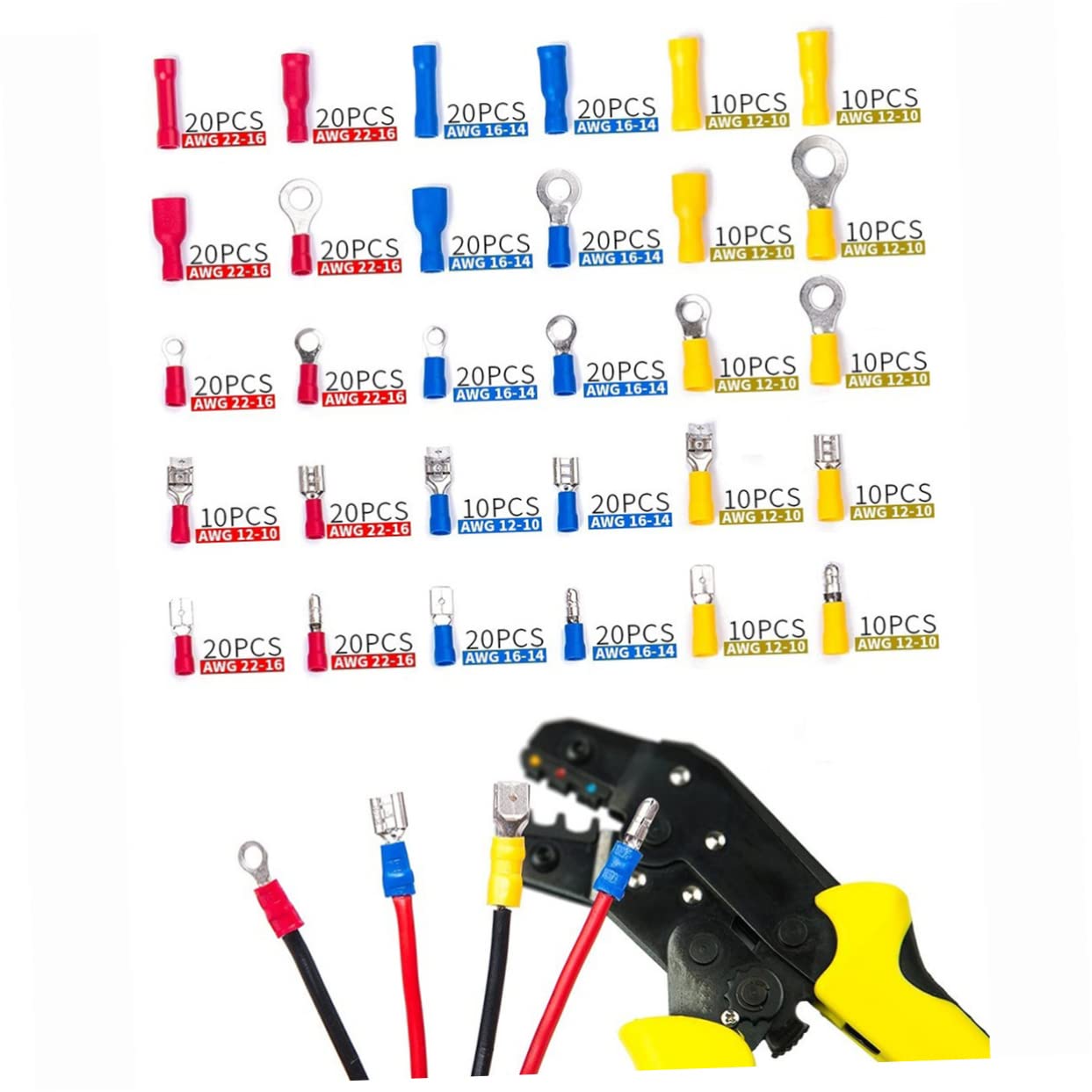 Cosses à Sertir 480 Pièces en Boîte, Cuivre Pvc, Bornes de Fil