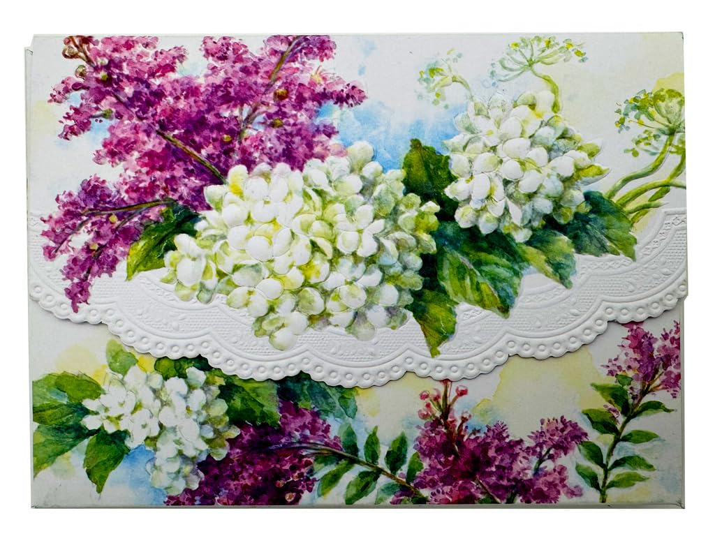 Poster Foundry Set of 3 - White Hydrangeas Boxed Note Cards by Carol Wilson. 10 embossed 4x5 Die-Cut Notecards and Matching Envelopes in Decorative Gift Box with Magnetic Flap. NCP2469