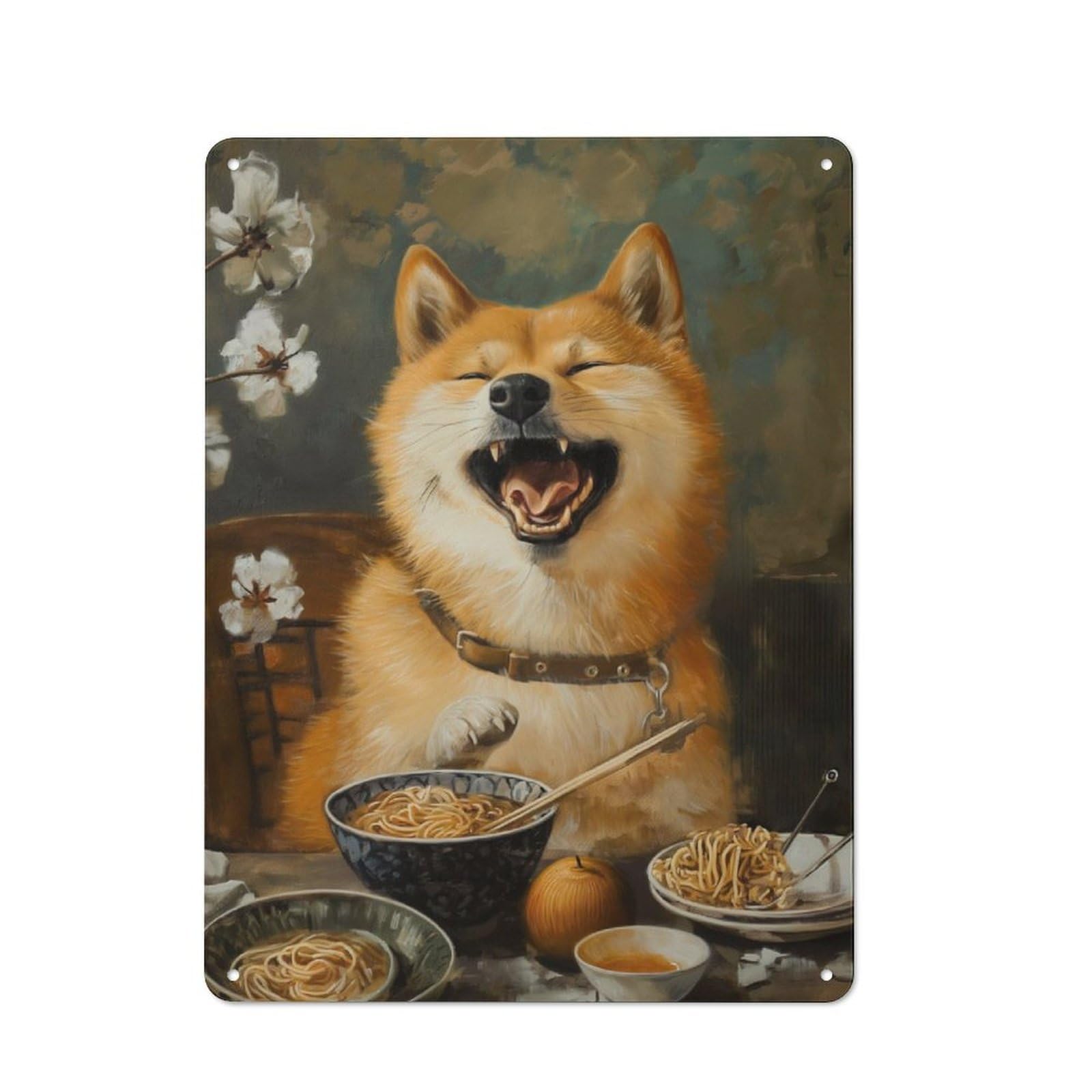 Junmoney Shiba Inu Ramen Noodles Tin Sign 40X30cm With For Workshop Wall, Vintage Decor, For Metal Sign Collectors, For Garage And Workshop Walls