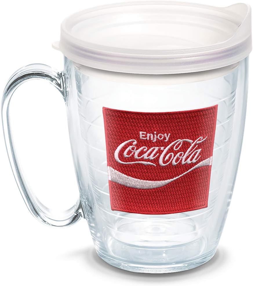 Tervis 1077499 Coca-Cola - Coke Enjoy Insulated Tumbler with Emblem and Frosted Lid, 16-Ounce Mug, Clear