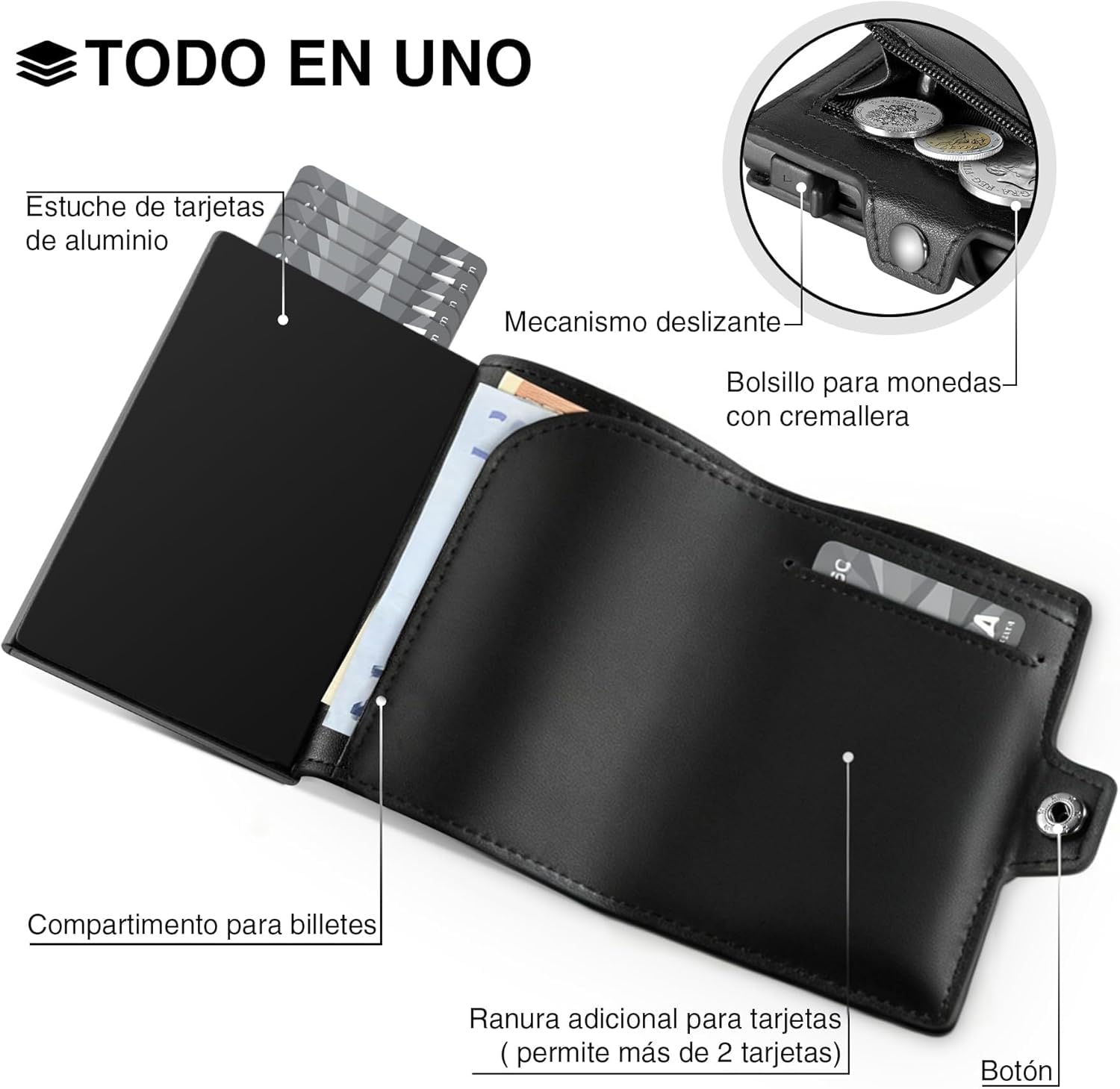 TENBST Portafoglio da uomo, con scomparti per carte di credito, blocco RFID, porta carte di credito, in fibra di carbonio