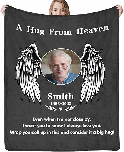 Mantas conmemorativas personalizadas con fotos para seres queridos perdidos, manta de ángel de condolencia personalizada para regalo funerario,