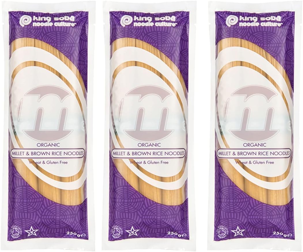 King Soba Organic & Gluten free Millet & Brown Rice Noodles 250g x 3 Pack