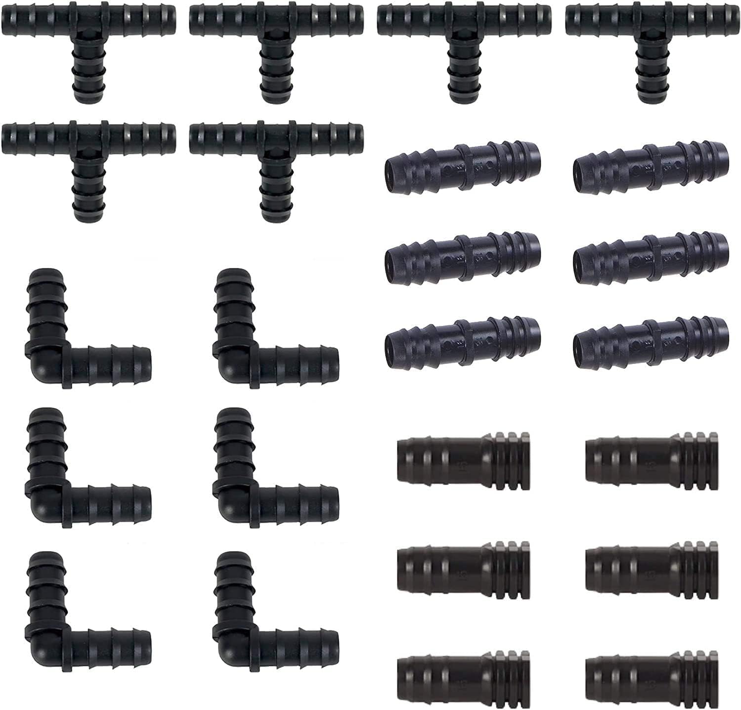 ECVVIrrigation Fittings Kit for 1/2' Drip Tubing (24-Pack Pro Kit)