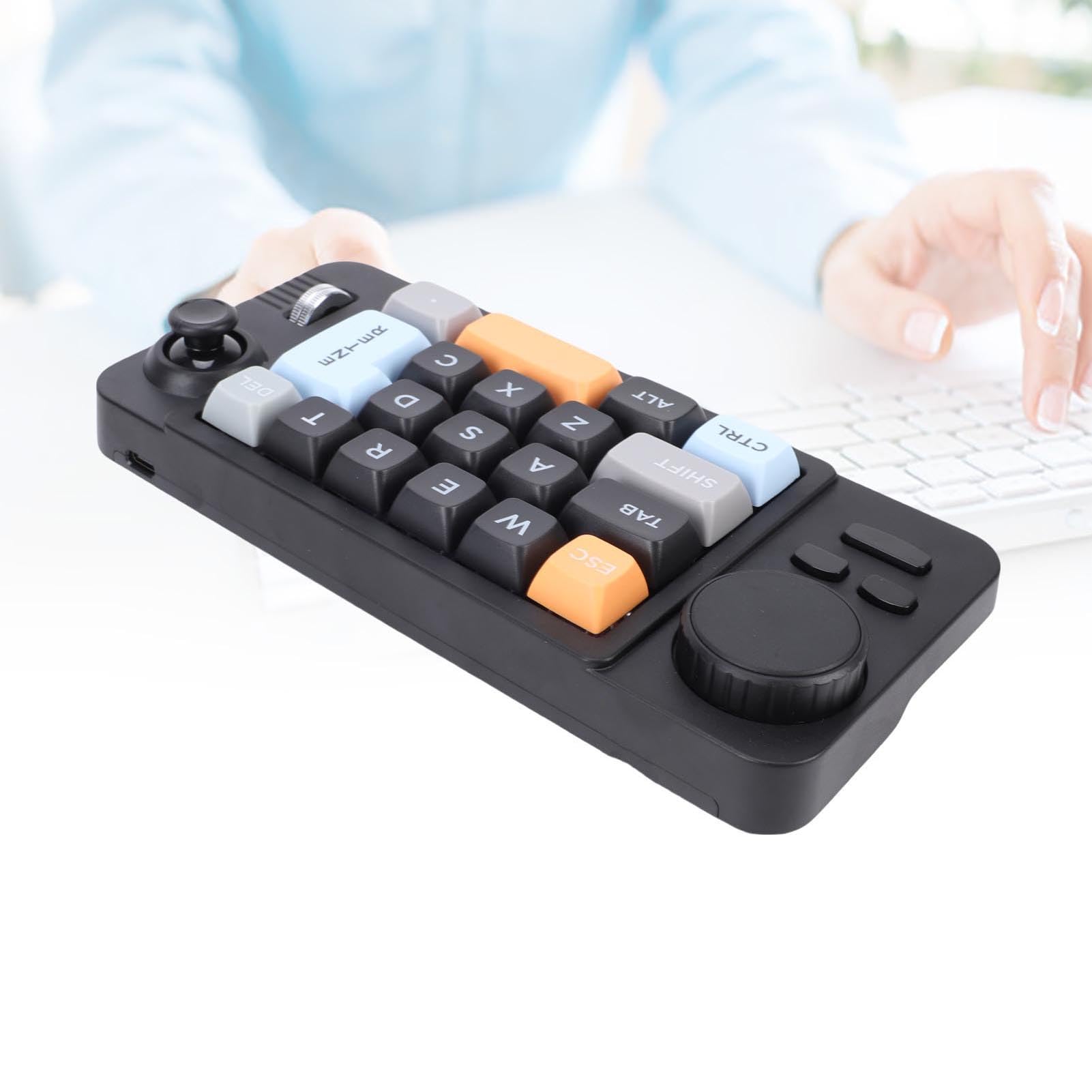 Pavé Numérique Mécanique USB-C, 19 Touches Programmables, Clavier Filaire à Une Main avec Molette RGB, Bouton Rotatif et Joystick pour Jeu et Travail