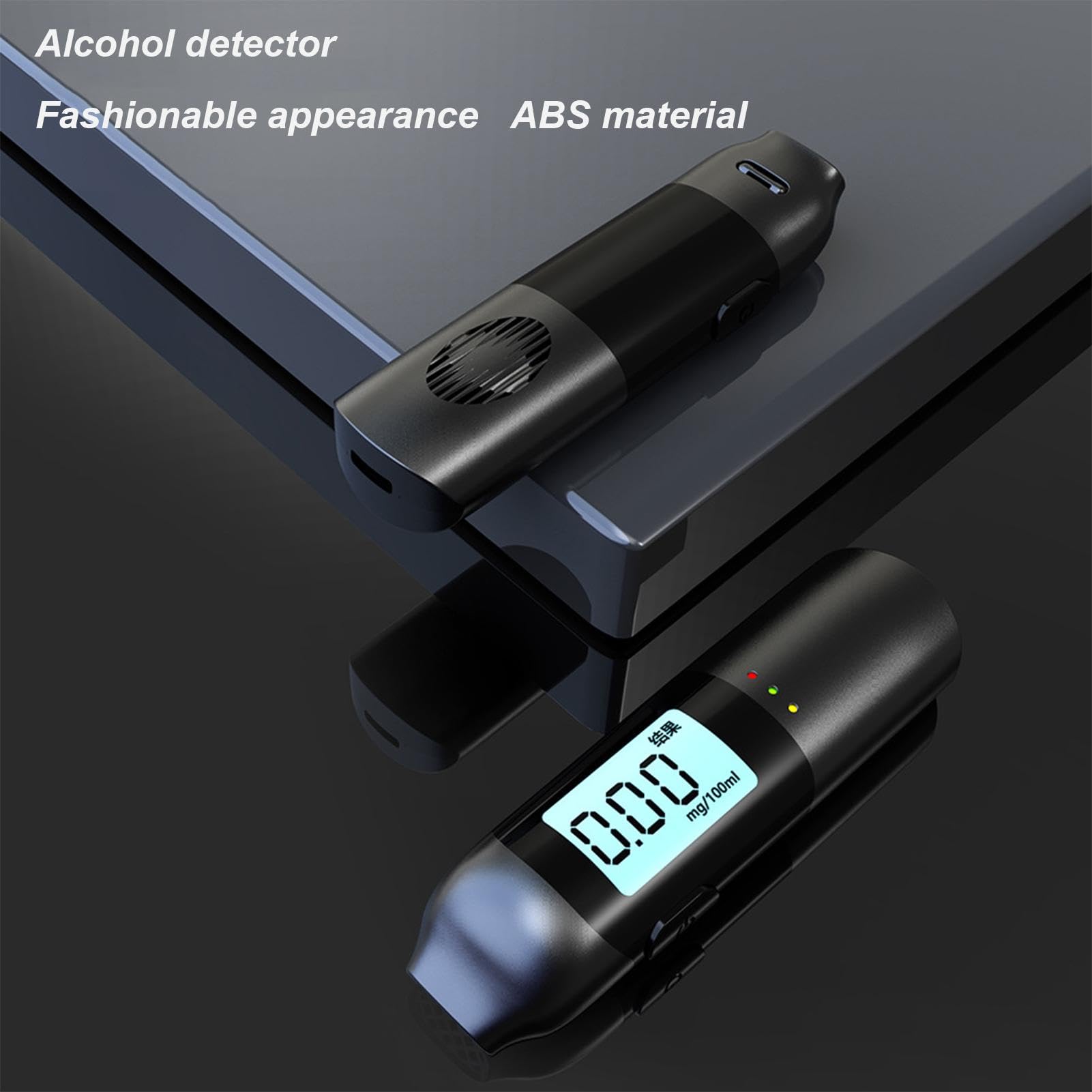 Etilometro per alcol tester, kit per analisi 'alcol, etilometro accurato per uso domestico, 9,2x2,6x1,6 cm 3,62x1,02x0,63 pollici Tester per alcol portatile per la sicurezza personale (Nero)
