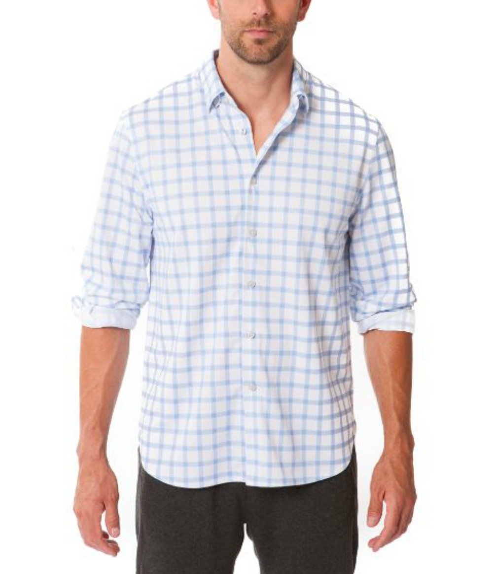 Buki Mens Long Sleeve Knit Hidden Button Down Dress Shirt - Designed in Seattle