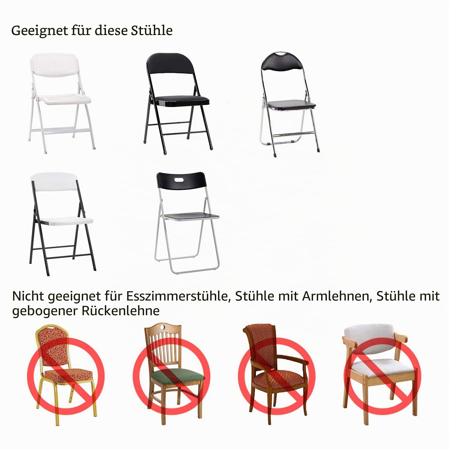 Peomeise Stuhlhussen für Klappstuhl, dehnbar, Spandex, für Hochzeit, Party, Esszimmer, Bankett, Event, 12 Stück, Weiß