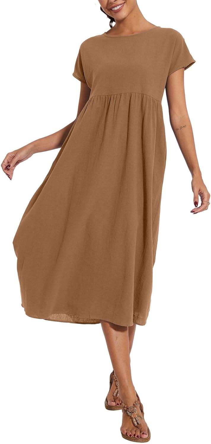 Boho Maxi Dress Floral Cap Sleeve High Waist Smocked Flowy Casual Church Summer Long Womens Tshirt Dress - Image 3