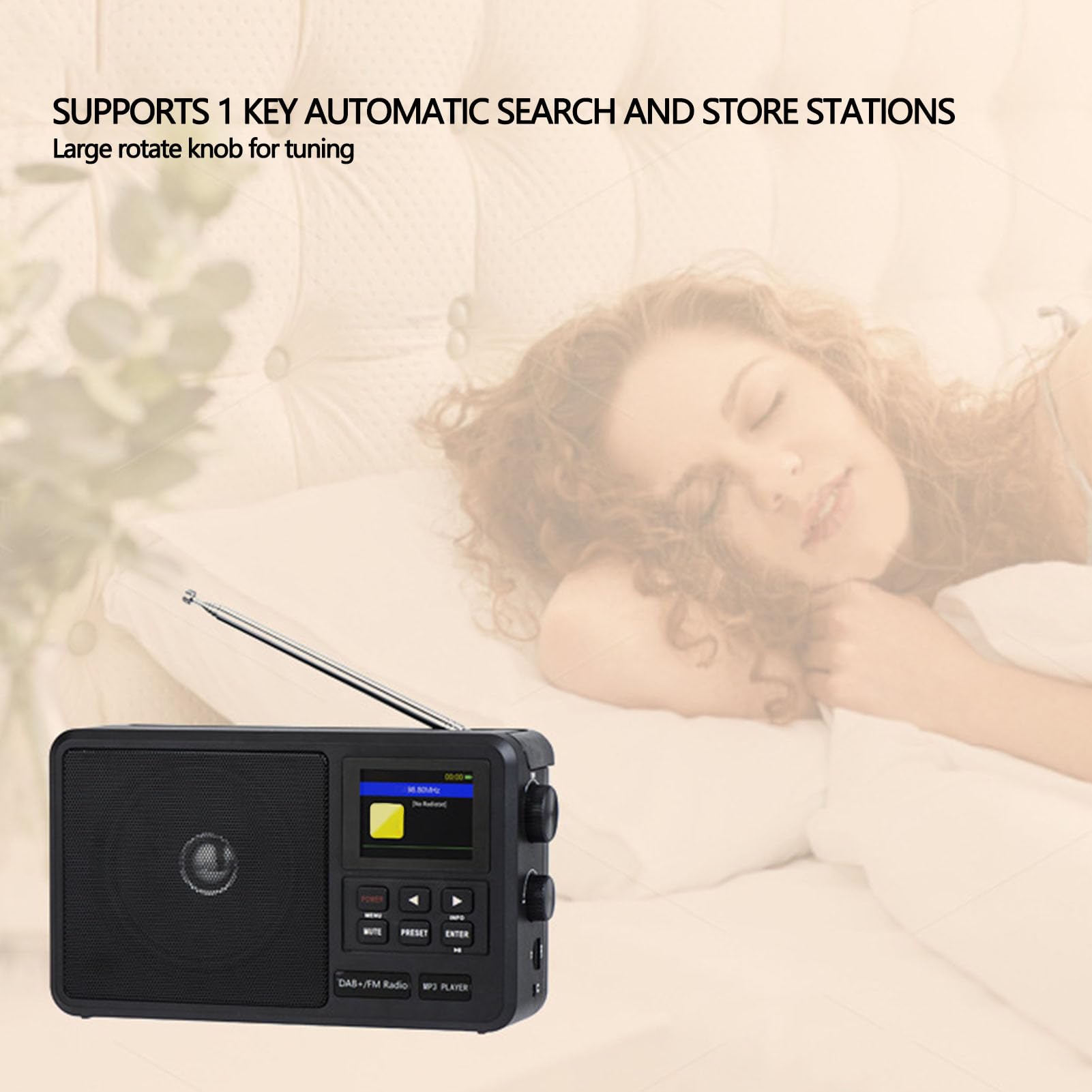 Radio FM Dab Portátil para Personas Mayores con Perilla Grande: Radio por Internet Fácil de Usar con Altavoz de 8 W, Bluetooth 5.0, Pantalla LCD, Despertador, Temporizador de (Enchufe