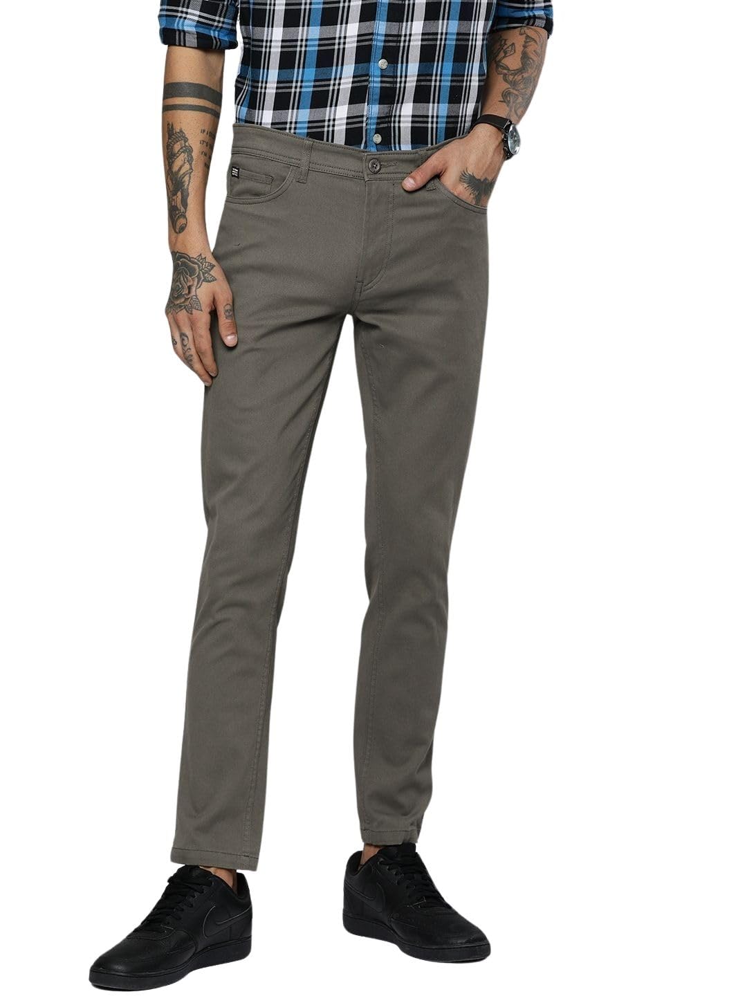 Flying Machine Men Slim Fit Camouflage Mid-Rise Chinos in neutral