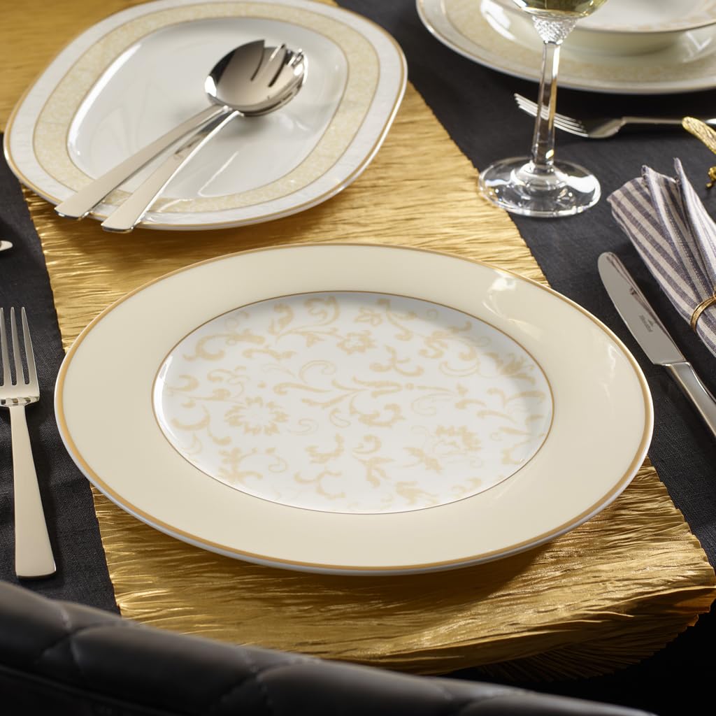 Villeroy & Boch 10-4390-2680 Ivoire Platzteller, Porzellan, Gold/Weiß/Beige, 35.7 x 35.7 x 1 cm, 1 Einheiten