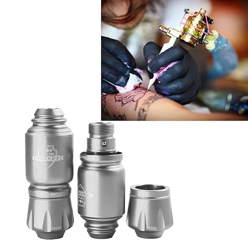 Miniatura 3 de Bolígrafo de tatuaje de motor, voltaje de trabajo de 6-7 V, mini bolígrafo de tatuaje 8 V 10000 RPM para salón (plata)