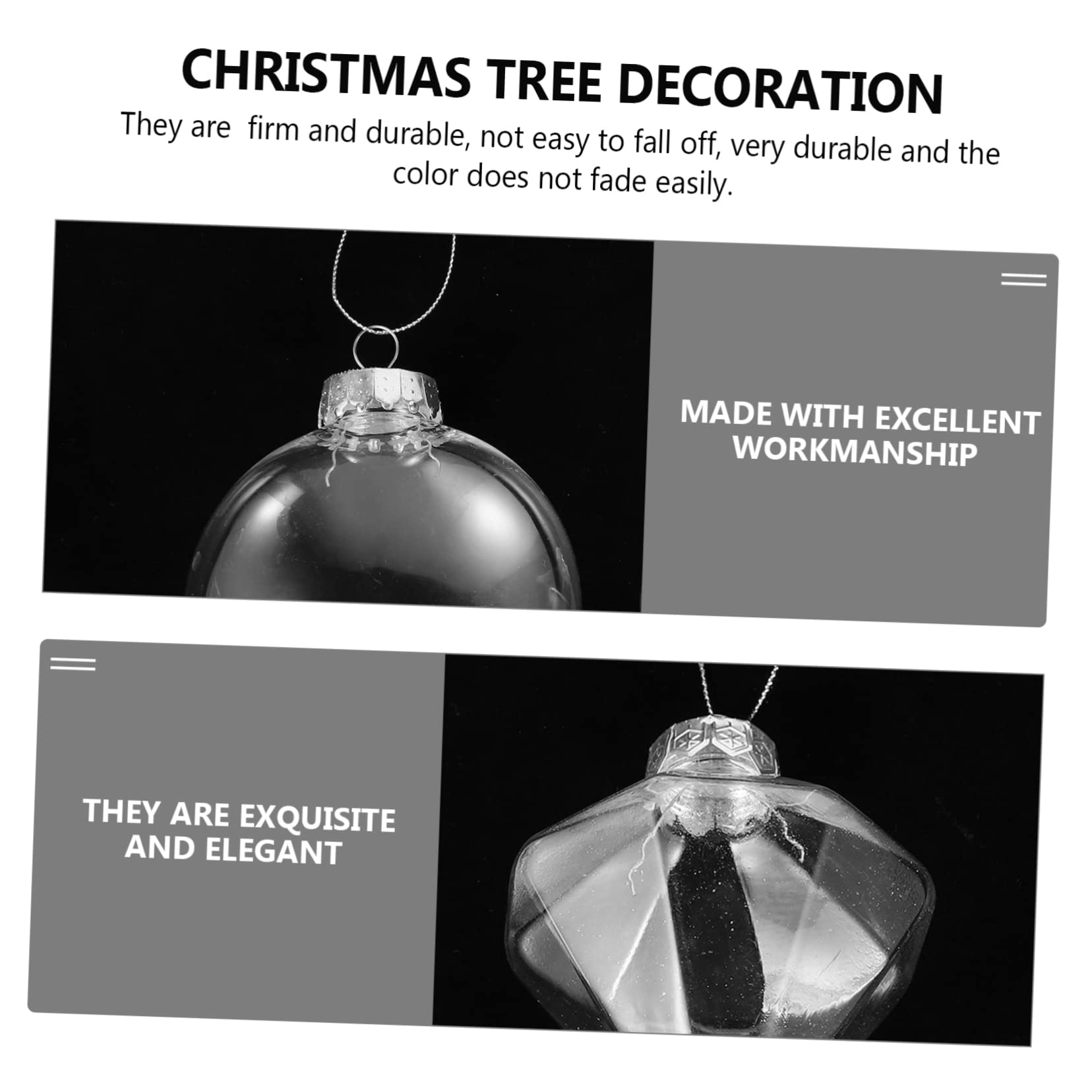 Cabilock 16 Piezas Bolas Transparentes para Colgar Adorno de Bola Rellenable Accesorios para Manualidades Navideñas Colgantes para Árbol de Navidad de Navidad para Pared y Manualidades