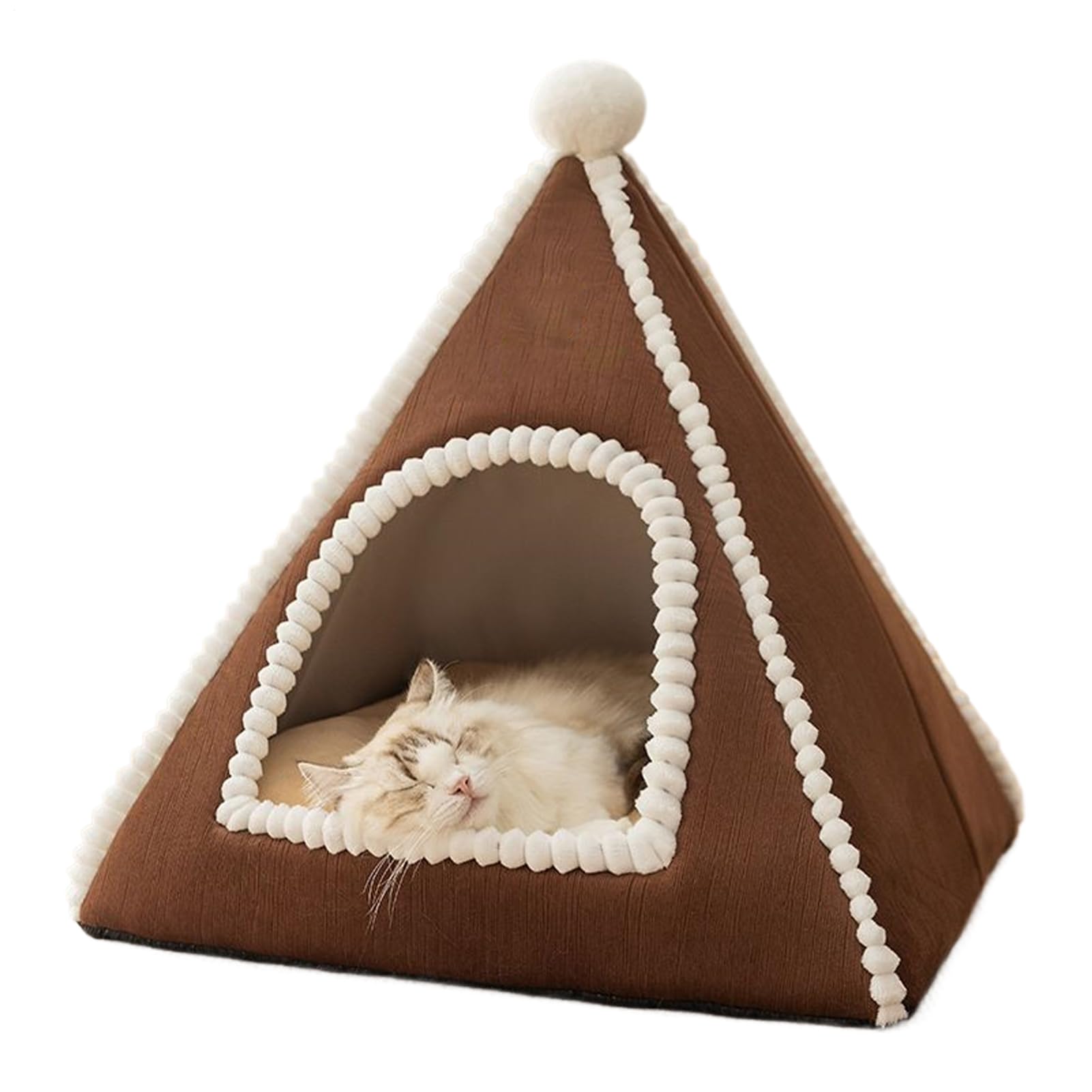 Niche pour chat fermée intérieur lit douillet et chaud pour l'hiver