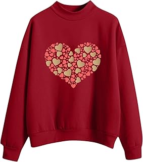 Sudadera Mujer Palo con Cuello Redondo de otoño e Invierno, Sudadera con Estampado de Amor de Color sólido Cubre Mujer