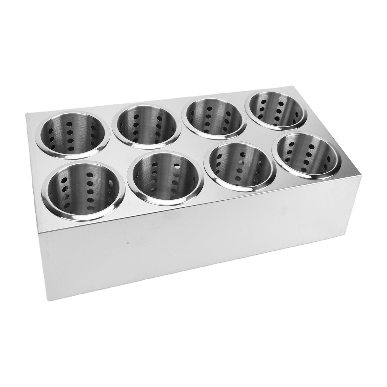 Haofy Soporte Cilíndrico de Acero Inoxidable para Cubiertos, Organizador de Utensilios de 8 Compartimentos con Alfombrilla Inferior Antideslizante para Cucharas, Tenedores y Palillos