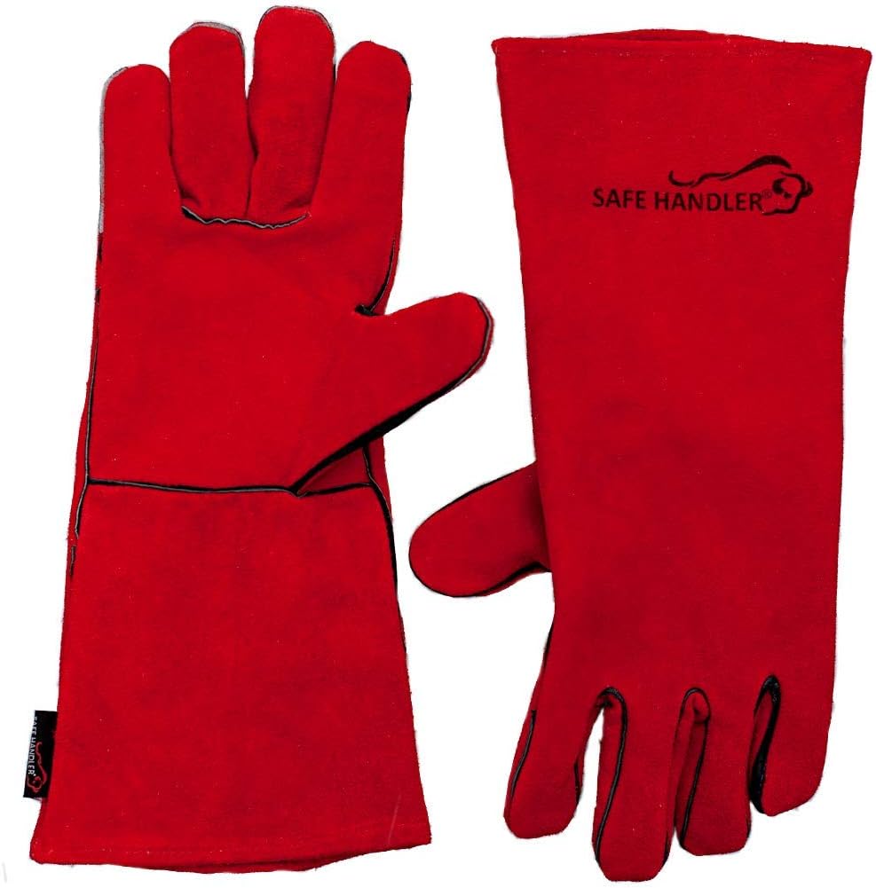 Flash Deals - 80% OFF SAFE HANDLER Deluxe 16 Welding Gloves with Reinforced Padding | Durable Protection, Heat Resistance, Leather Palm, Split Cowhide Leather, Full Inside Lining, 16 inch, 10 Pairs (20 gloves)