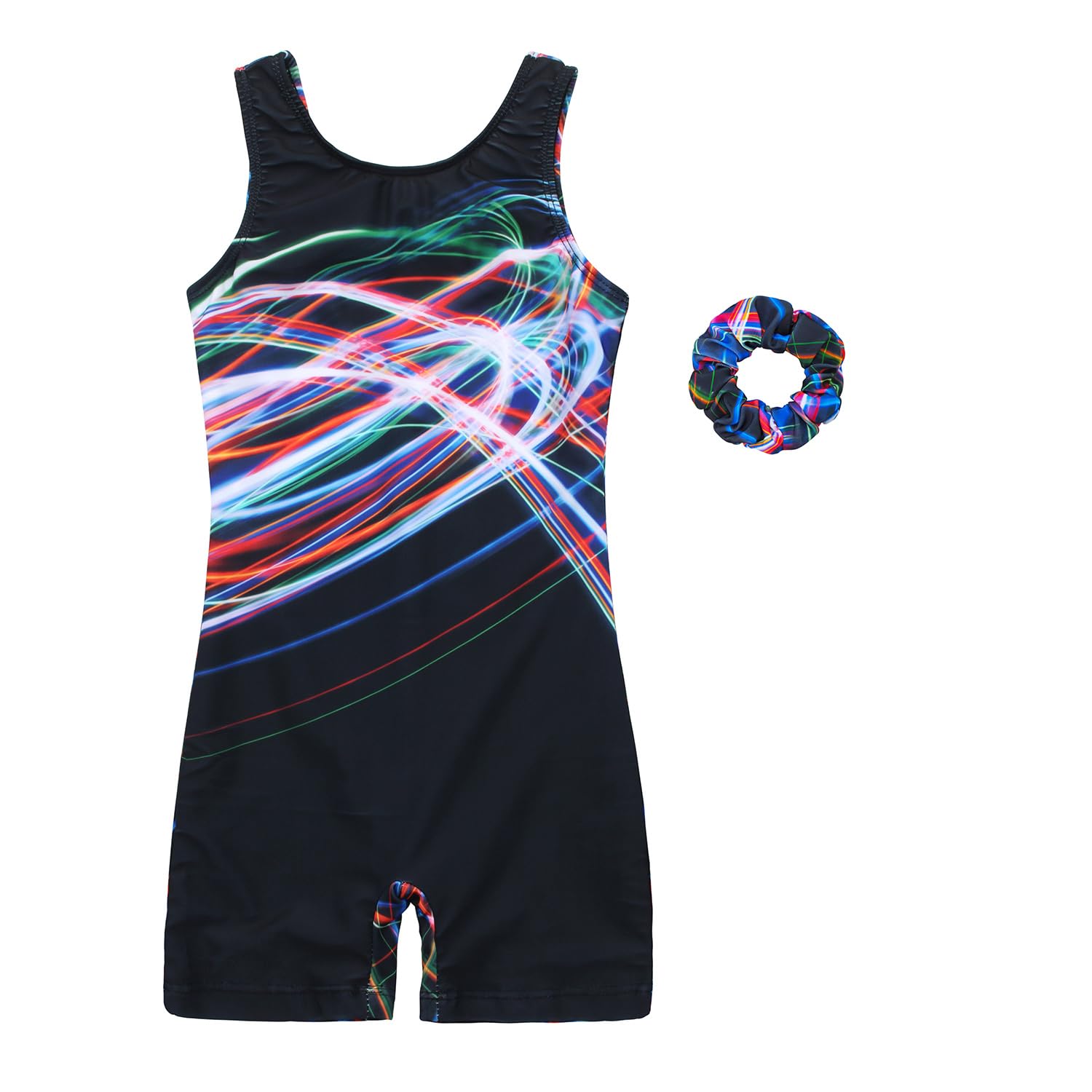 JESKIDS Leotards for Girls Gymnastics with Shorts Dance Biketards Tumbling Matching Hair Scrunchie 3~15 Years