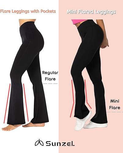 Miniatura 3 de Sunzel Butterflycra - Mini leggings acampanados de cintura alta para mujer, control de abdomen, pantalones de yoga casuales para yoga