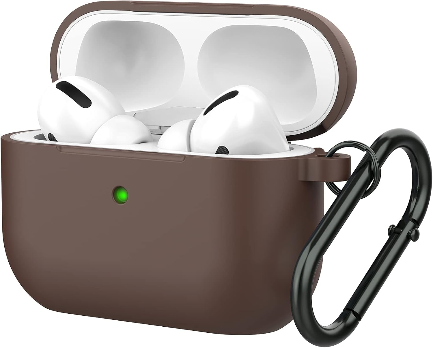 MARGE PLUS for Airpods Pro Case Cover, Premium Silicone Cover Shock Resistant Case with Carabiner Compatible with Airpods Pro [Front LED Visible]