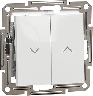 Schneider Electric Asfora EPH1370121D Bouton de volet roulant 10 A-250 V LED encastré, bouton de volet roulant, bornes à enficher, blanc