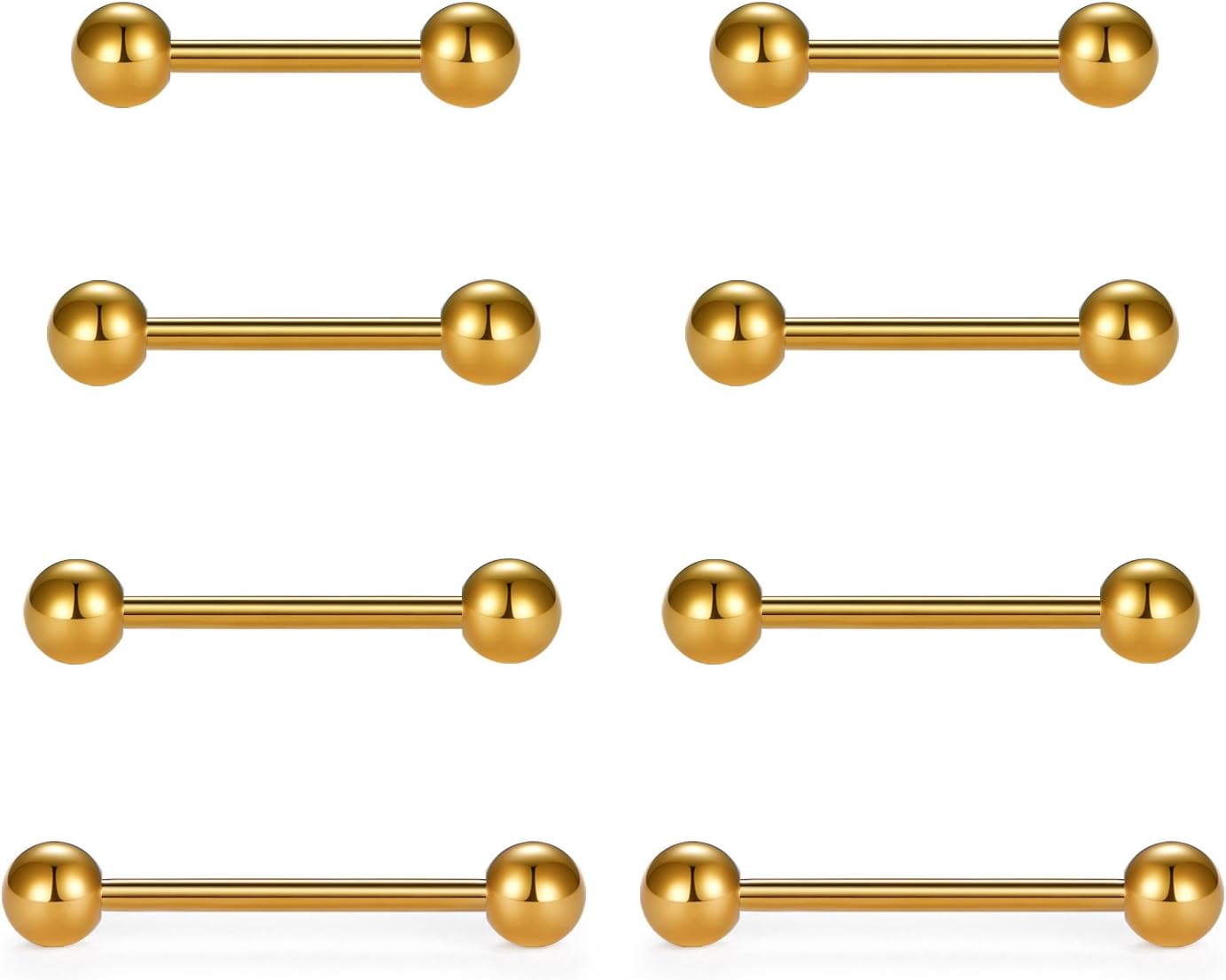 Rings Tongue Rings Stainless Steel Straight 14G Barbells Piercing Jewelry Gold 12mm,14mm,16mm,18mm