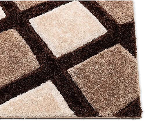 Image of Modern Texture Shag Area Rug Fluffy Microfiber 2inch Pile for Living Room, Bedroom(6x8feet,BROWN41)
