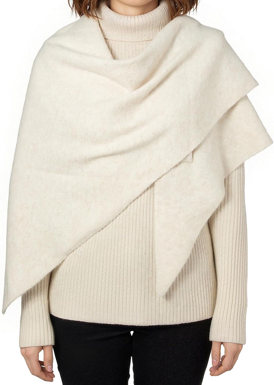 RIIQIICHY Shawl Wrap Women Pashmina Triangle Cape Knit Sweater Scarf for Fall Winter Fashion Accessory - Image 3