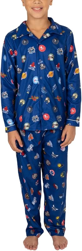 Ultra Game Youth NBA - Conjunto de pijama oficial de 2 piezas con botones súper suaves