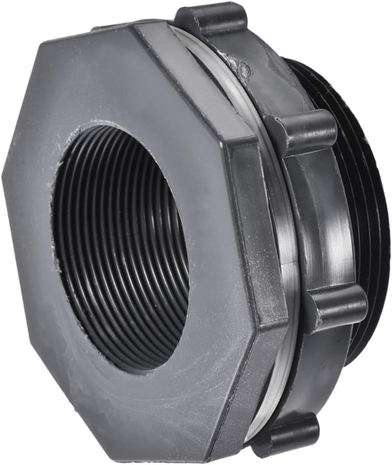 Generic Bulkhead Fitting, BSPT2 Female, Tube Adaptor Pipe Fitting with Silicone Gasket, for Water Tanks, PVC, Gray