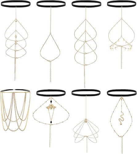 NICEIGHT Cadenas de muslo para mujer 8 cadenas de pierna para mujeres adolescentes niñas cadena de pierna de serpiente cadena de cuerpo en capas