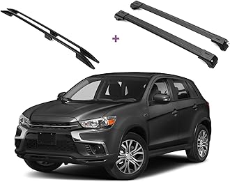 ERKUL Set of Roof Side Rails Rack + Cross Bars for Mitsubishi Outlander Sport ASX 2011-2025 | Complete Roof Rack System | Rooftop Luggage Carrier, Kayak, Canoe, Ski | Designed for Bare Roofs | Black